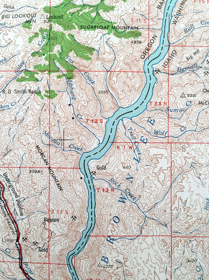 Antique Baker, Oregon 1955 US Geological Survey Topographic Map – Ontario, Wingville, Brogan, Whitman National Forest, Snake River, Idaho OR