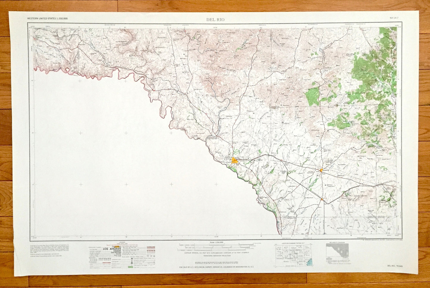 Antique Del Rio, Texas 1964 US Geological Survey Topographic Map – Brackettville, Spofford, Dabney, Cline, Comstock, Langtry, Camp Wood, TX