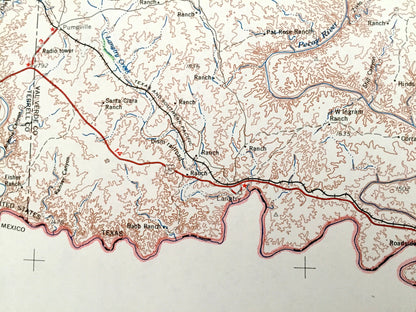 Antique Del Rio, Texas 1964 US Geological Survey Topographic Map – Brackettville, Spofford, Dabney, Cline, Comstock, Langtry, Camp Wood, TX