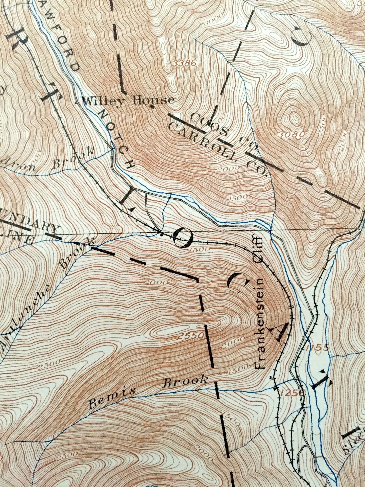 Antique Crawford Notch, New Hampshire 1896 US Geological Survey Topographic Map – Coos, Carroll, Grafton County, Bartlett White Mountains NH
