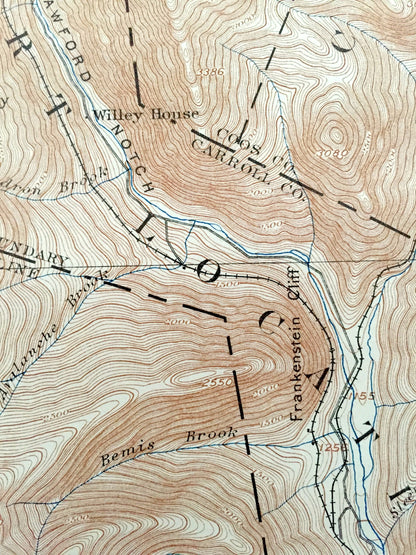 Antique Crawford Notch, New Hampshire 1896 US Geological Survey Topographic Map – Coos, Carroll, Grafton County, Bartlett White Mountains NH