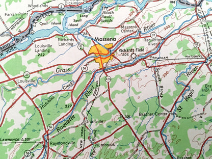 Antique Ogdensburg, New York, 1961 US Geological Survey Topographic Map – Massena, Malone, Potsdam, Canton, Gouverneur, Adirondack Mountains