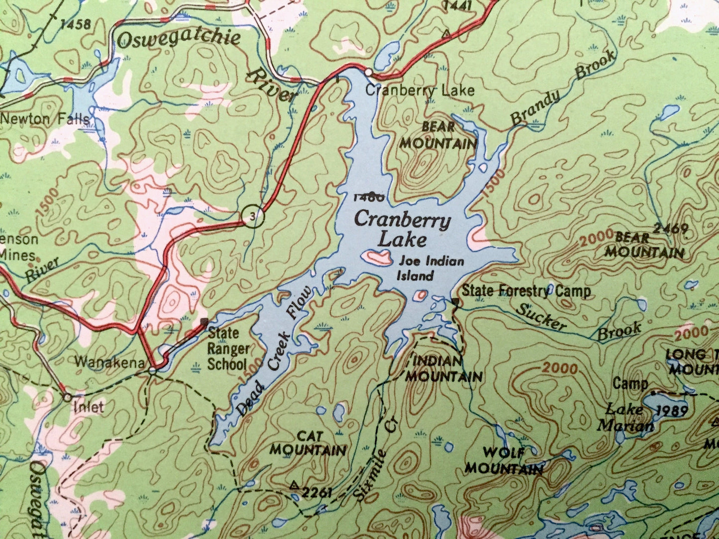 Antique Ogdensburg, New York, 1961 US Geological Survey Topographic Map – Massena, Malone, Potsdam, Canton, Gouverneur, Adirondack Mountains