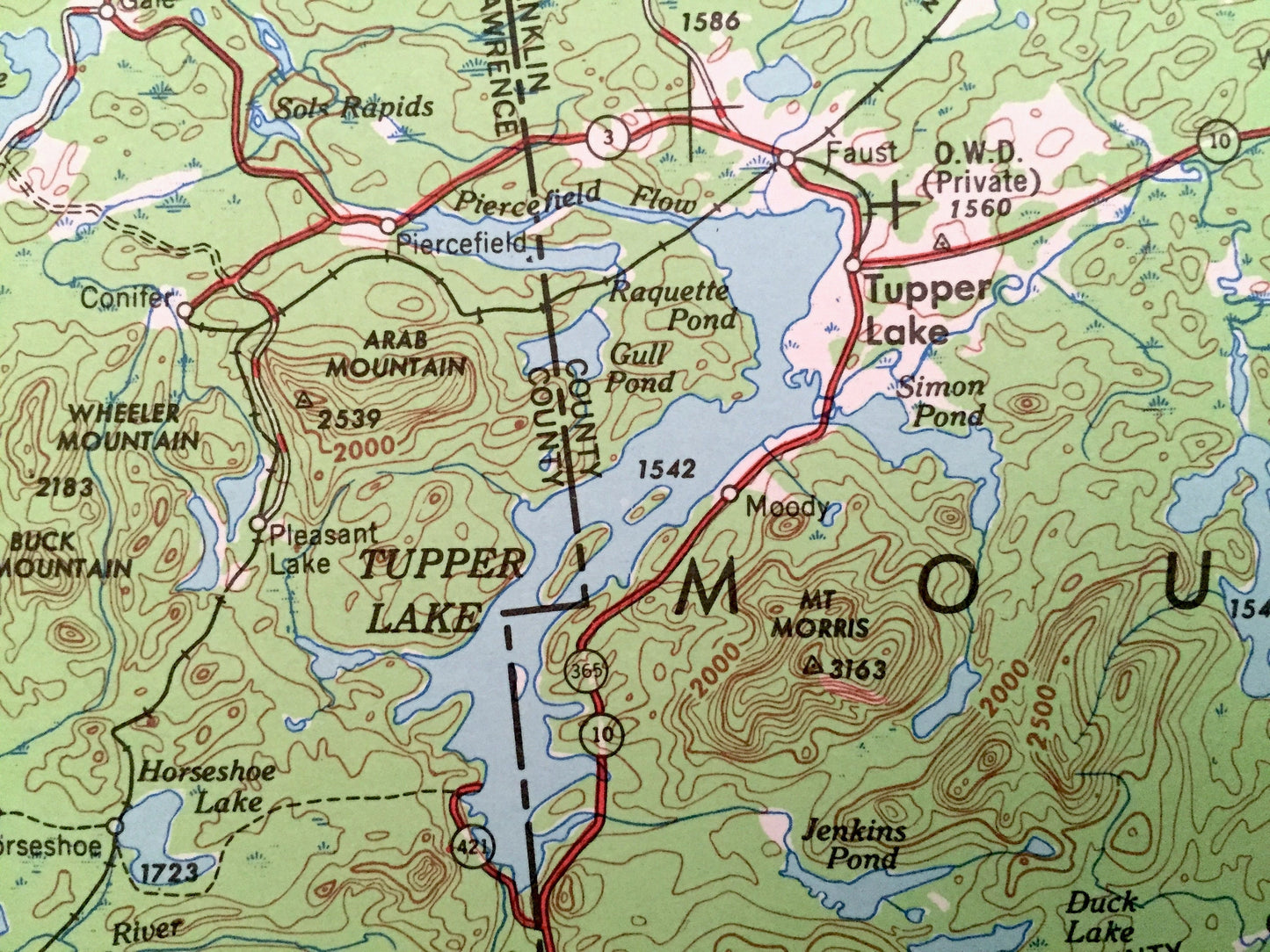 Antique Ogdensburg, New York, 1961 US Geological Survey Topographic Map – Massena, Malone, Potsdam, Canton, Gouverneur, Adirondack Mountains