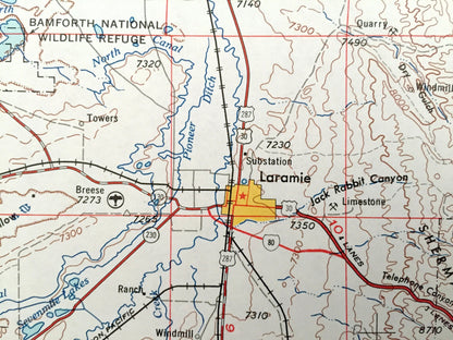 Antique Cheyenne, Wyoming 1954 US Geological Survey Topographic Map – Laramie, Bosler, Pine Bluffs, Burns, Gleason, Diamond, La Grange