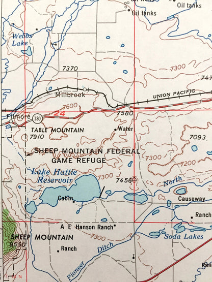 Antique Cheyenne, Wyoming 1954 US Geological Survey Topographic Map – Laramie, Bosler, Pine Bluffs, Burns, Gleason, Diamond, La Grange