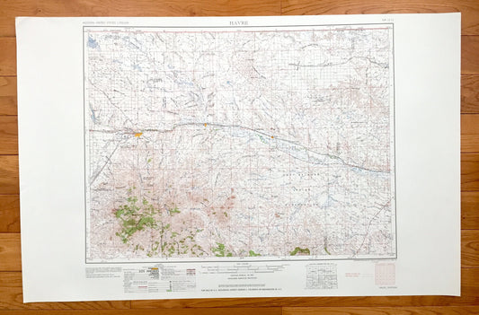 Antique Havre, Montana 1958 US Geological Survey Topographic Map – Chinook, Harlem, Fresno, Lohman, Wagner, Bearpaw Mountains, Fort Belknap