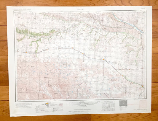 Antique O'Neill, Nebraska 1969 US Geological Survey Topographic Map – Atkinson, Bassett, Ainsworth, Stuart, Neligh Orchard Missouri River NE