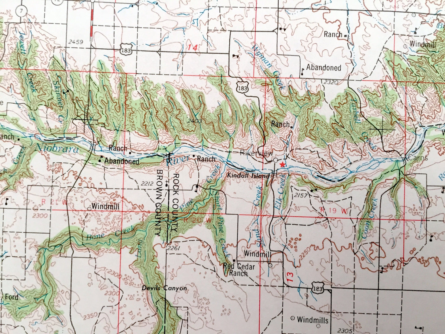 Antique O'Neill, Nebraska 1969 US Geological Survey Topographic Map – Atkinson, Bassett, Ainsworth, Stuart, Neligh Orchard Missouri River NE