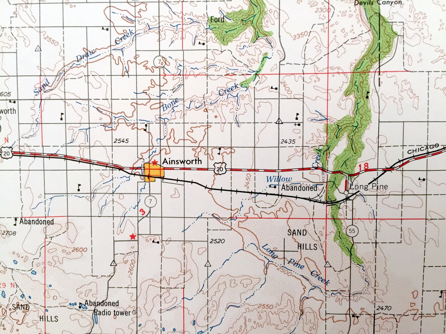 Antique O'Neill, Nebraska 1959 US Geological Survey Topographic Map – Atkinson, Bassett, Ainsworth, Stuart, Neligh Orchard Missouri River NE