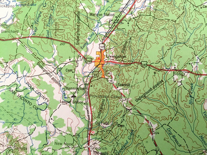 Antique Beaumont, Texas 1954 US Geological Survey Topographic Map – Livingston, Madisonville, Huntsville, Cleveland, Conroe, Silsbee, TX