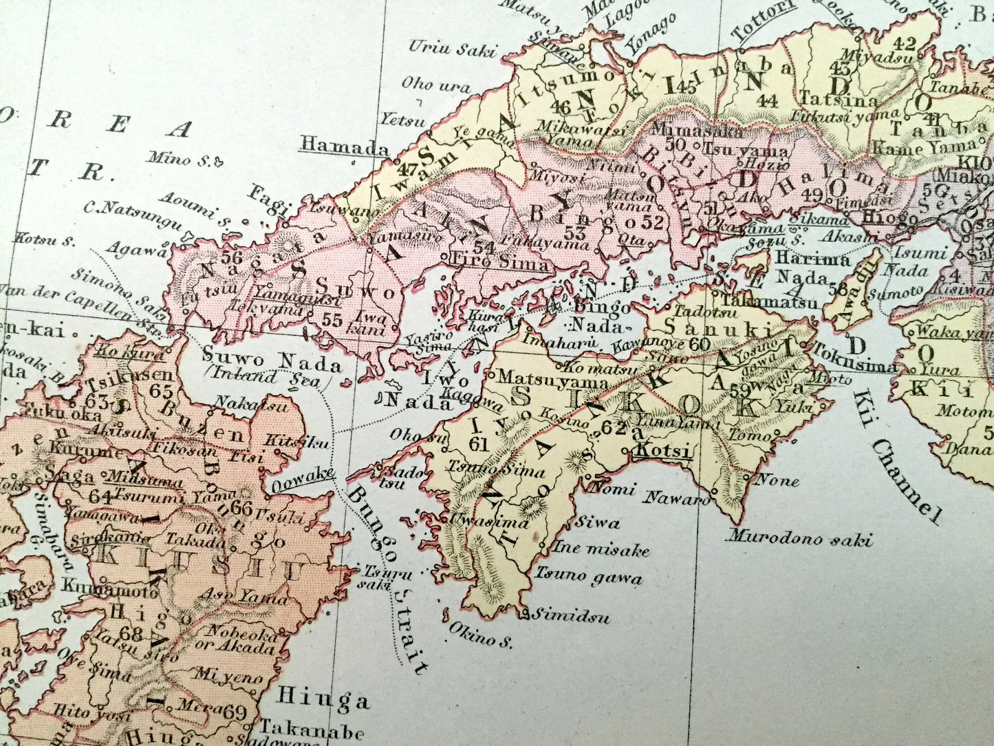Antique 1888 Japan Map from A & C Black's World Atlas – Korea, Russia, Tokyo, Osaka, Kyoto, Yokohama, Nagoya, Sea of Japan, Gulf of Tartary