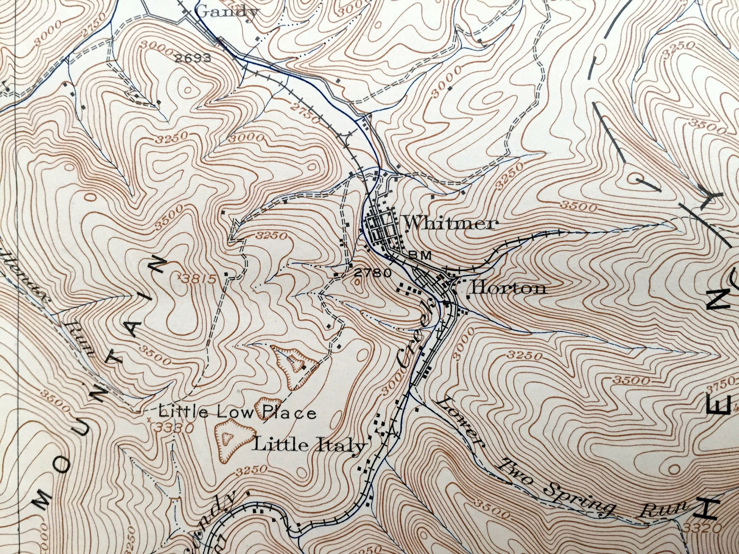 Antique Horton, West Virginia 1924 US Geological Survey Topographic Map – Randolph County, Hazelwood, Wheeler, Bowden, Meadows, Monongahela
