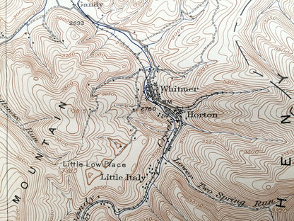 Antique Horton, West Virginia 1924 US Geological Survey Topographic Map – Randolph County, Hazelwood, Wheeler, Bowden, Meadows, Monongahela