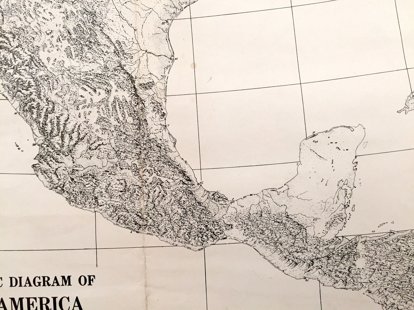 Antique 1948 Physiographic Diagram and Provinces of North America – United States, Canada, Mexico, West Indies, Greenland, Antilles