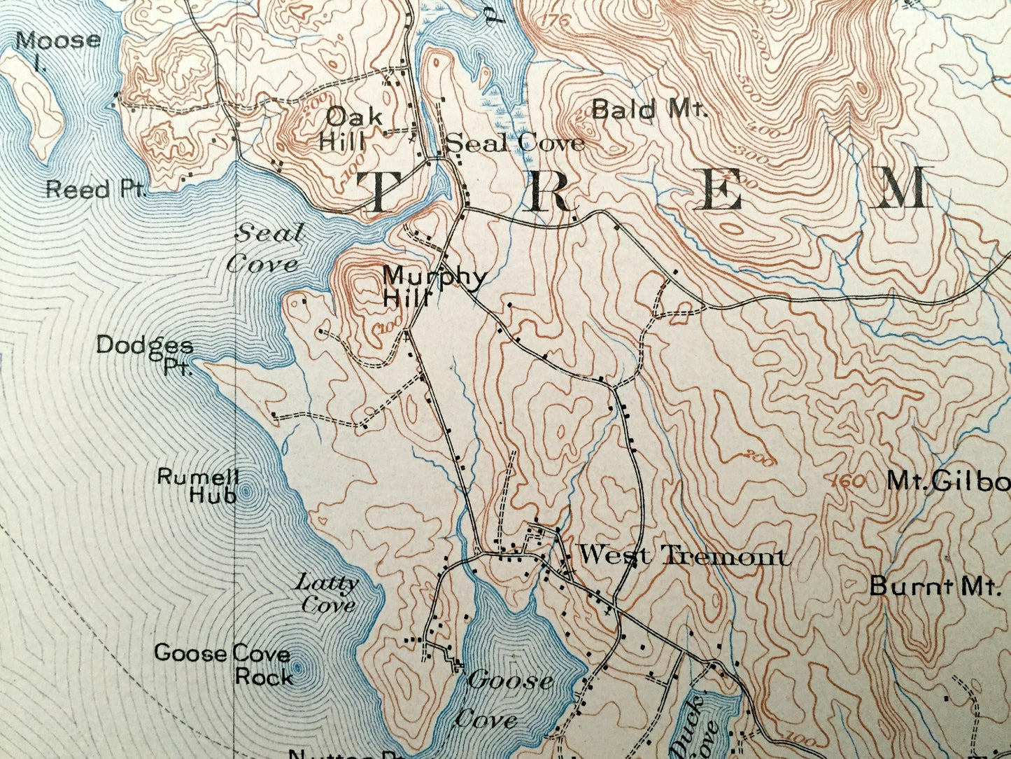 Antique Mount Desert, Maine 1904 US Geological Survey Topographic Map – Tremont, Eden, Blue Hill, Acadia Park, Southwest, Bar Harbor, ME Mt
