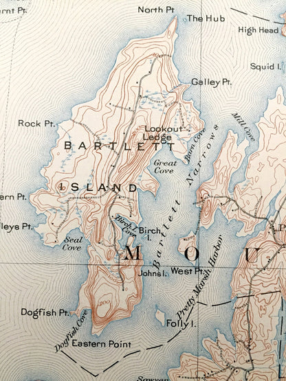 Antique Mount Desert, Maine 1904 US Geological Survey Topographic Map – Tremont, Eden, Blue Hill, Acadia Park, Southwest, Bar Harbor, ME Mt