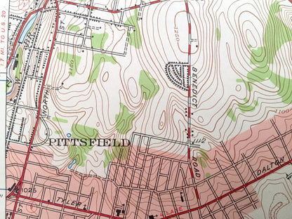 Antique Pittsfield East, Massachusetts 1944 US Geological Survey Topographic Map – Berkshire County, Lanesborough, Dalton, Hinsdale, Lenox