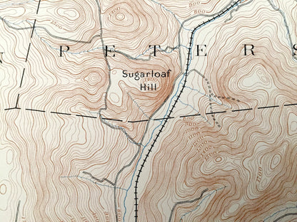 Antique Berlin, New York 1898 US Geological Survey Topographic Map – Berkshires, Renssalaer County Williamstown Stephentown Massachusetts NY