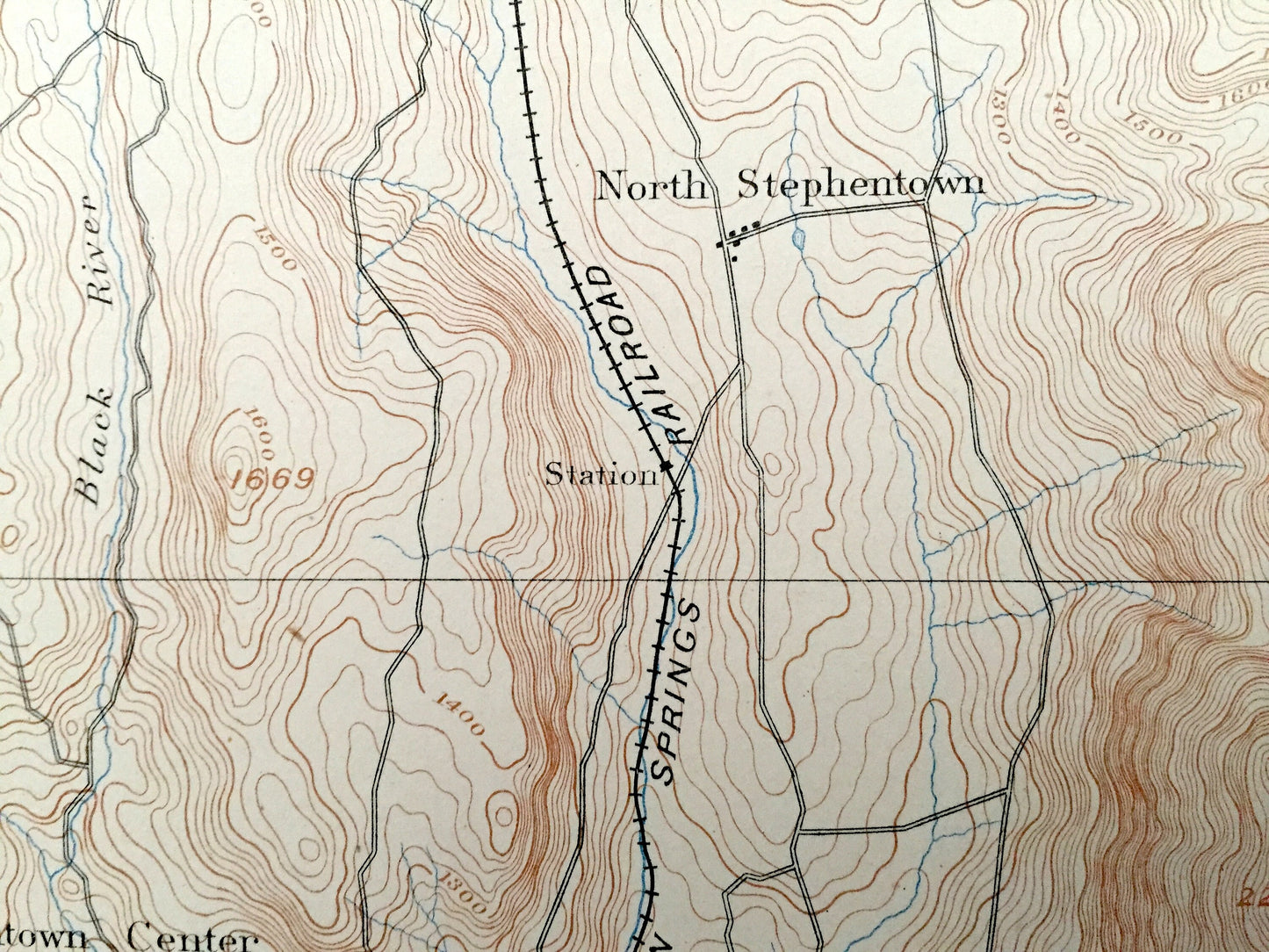 Antique Berlin, New York 1898 US Geological Survey Topographic Map – Berkshires, Renssalaer County Williamstown Stephentown Massachusetts NY