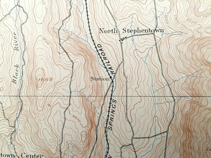 Antique Berlin, New York 1898 US Geological Survey Topographic Map – Berkshires, Renssalaer County Williamstown Stephentown Massachusetts NY