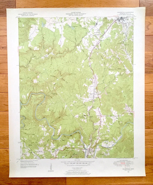 Antique Helenwood, Tennessee 1952 US Geological Survey Topographic Map – Scott County, New Haven, Oneida, High Point, Huntsville, New River