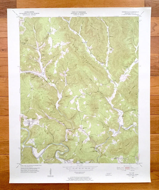 Antique Huntsville, Tennessee 1953 US Geological Survey Topographic Map – Scott County, Winona, New River, Shug Mountain, Paint Rock Creek