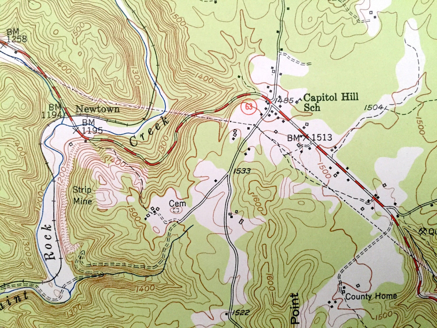 Antique Huntsville, Tennessee 1953 US Geological Survey Topographic Map – Scott County, Winona, New River, Shug Mountain, Paint Rock Creek