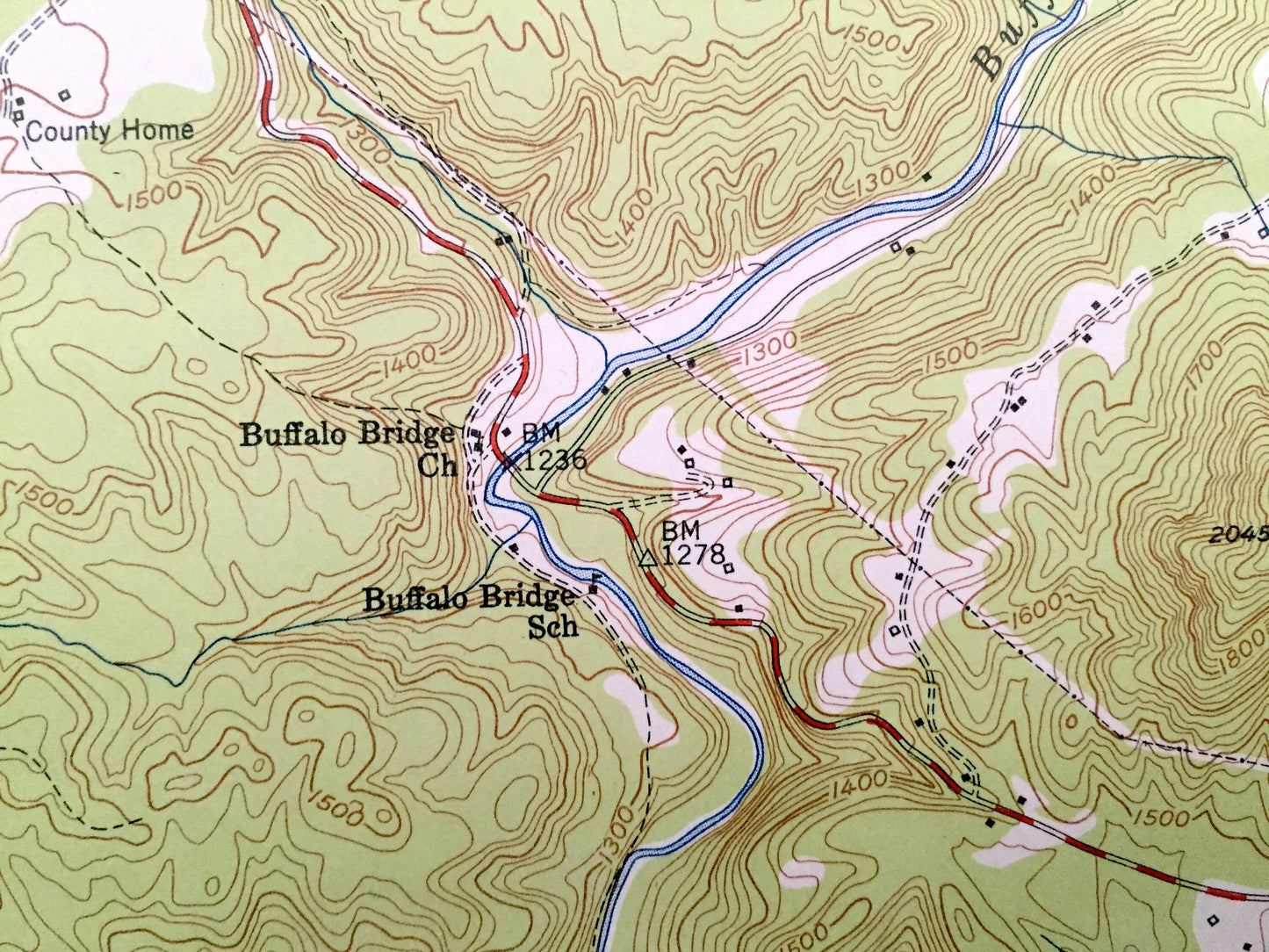 Antique Huntsville, Tennessee 1953 US Geological Survey Topographic Map – Scott County, Winona, New River, Shug Mountain, Paint Rock Creek