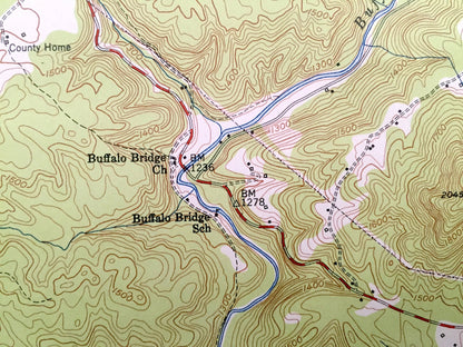 Antique Huntsville, Tennessee 1953 US Geological Survey Topographic Map – Scott County, Winona, New River, Shug Mountain, Paint Rock Creek