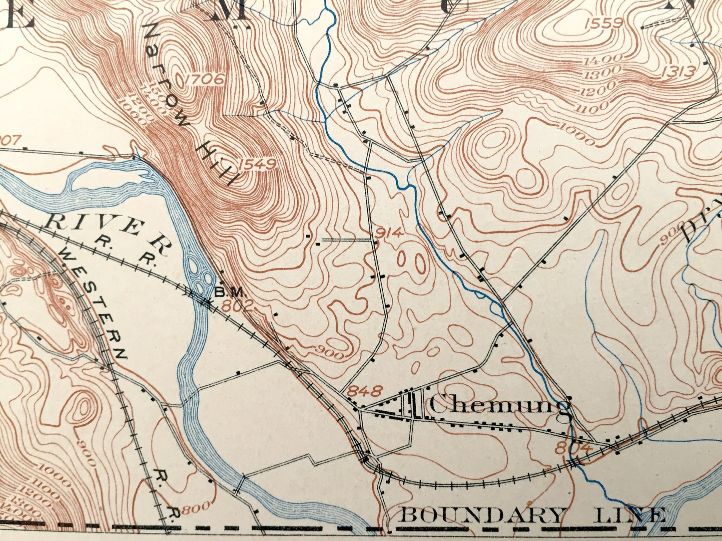 Antique Waverly, New York 1902 US Geological Survey Topographic Map – Wellsburg, Lockwood, Spencer, Tioga, Chemung, Schuyler County, Barton