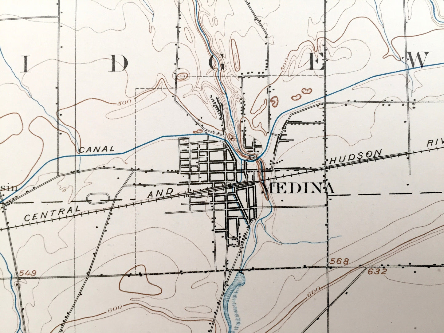 Antique Medina, New York 1897 US Geological Survey Topographic Map – Middleport, Knowlesville, Oakfield, Indian Falls, Tonawanda, Orleans Co