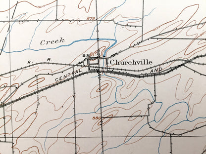 Antique Brockport, New York 1899 US Geological Survey Topographic Map – Monroe, Genesee, Orleans County, Spencerport, Bergen, Clarkson, Erie