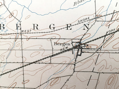 Antique Brockport, New York 1899 US Geological Survey Topographic Map – Monroe, Genesee, Orleans County, Spencerport, Bergen, Clarkson, Erie