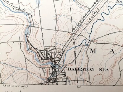 Antique Saratoga Springs, New York 1902 US Geological Survey Topographic Map – Ballston, Corinth, Palmer, Milton, Malta, Wilton, Greenfield