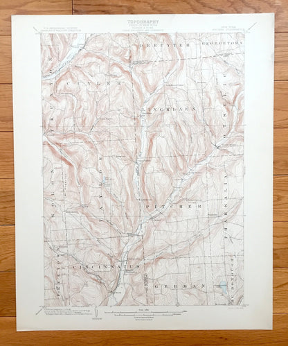 Antique Pitcher, New York 1904 US Geological Survey Topographic Map – Cincinnatus, Taylor, Cuyler, Cortland, Madison, Chanango County, NY