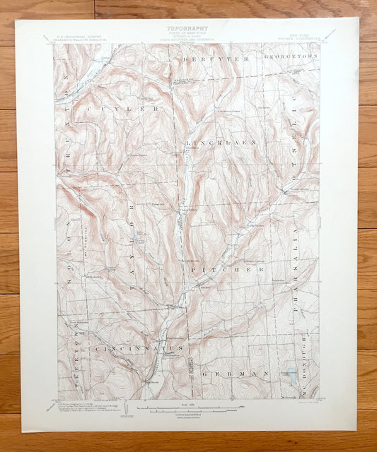 Antique Pitcher, New York 1904 US Geological Survey Topographic Map – Cincinnatus, Taylor, Cuyler, Cortland, Madison, Chanango County, NY