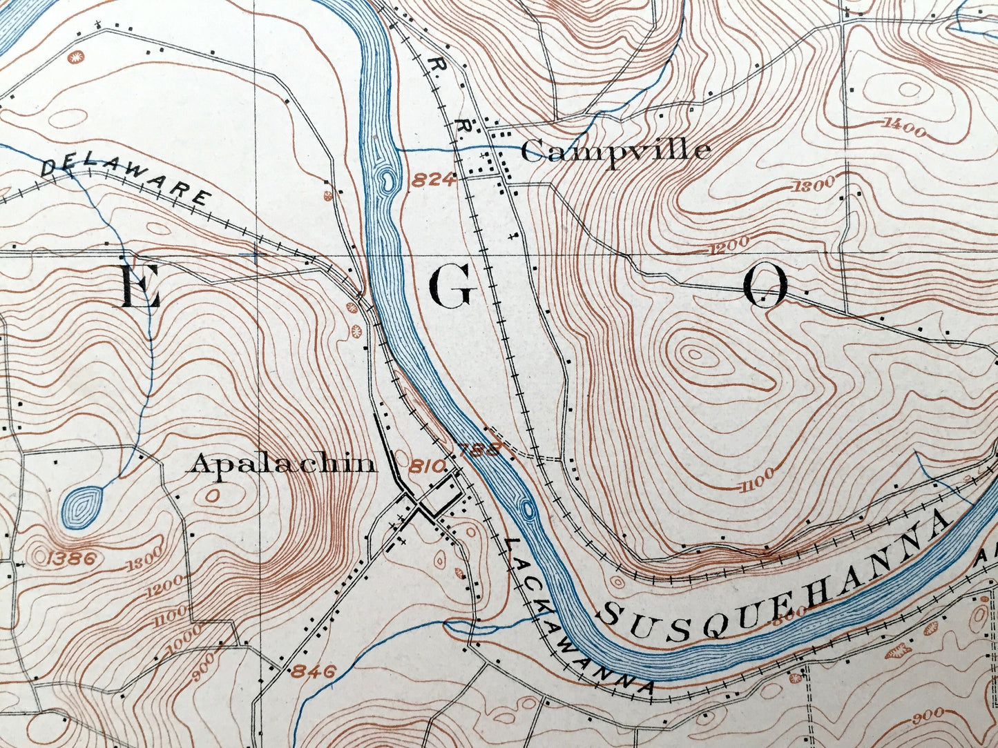 Antique Apalachin, New York 1904 US Geological Survey Topographic Map – Vestal, Endicott, Union, Owego, Maine, Newark, Tioga, Broome County