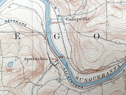 Antique Apalachin, New York 1904 US Geological Survey Topographic Map – Vestal, Endicott, Union, Owego, Maine, Newark, Tioga, Broome County