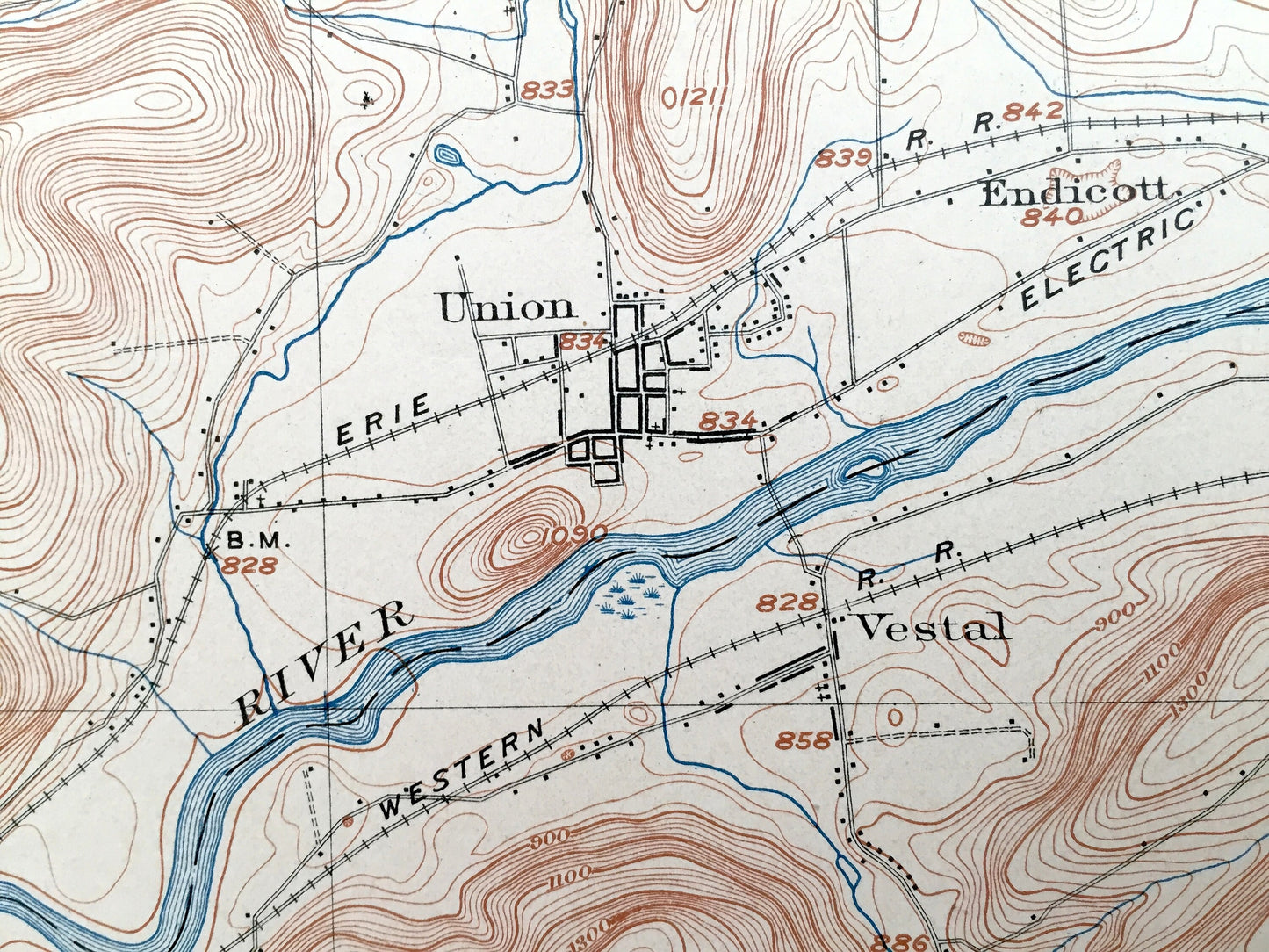 Antique Apalachin, New York 1904 US Geological Survey Topographic Map – Vestal, Endicott, Union, Owego, Maine, Newark, Tioga, Broome County