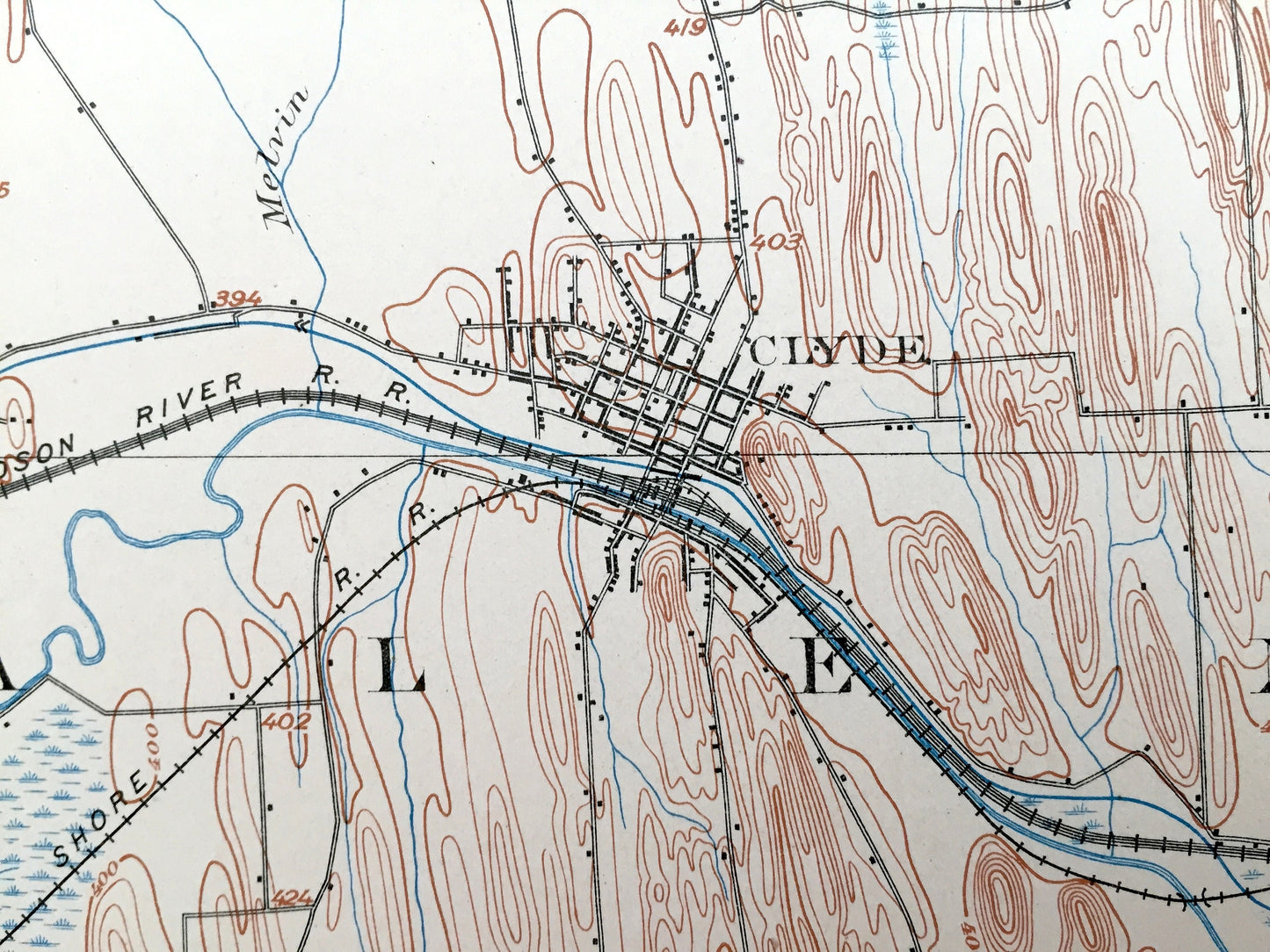 Antique Clyde, New York 1902 US Geological Survey Topographic Map – Wolcott, Rose, Lyons, Savannah, Huron, Wayne, Ontario, Seneca County, NY