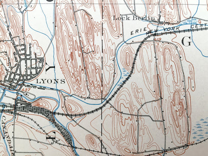 Antique Clyde, New York 1902 US Geological Survey Topographic Map – Wolcott, Rose, Lyons, Savannah, Huron, Wayne, Ontario, Seneca County, NY