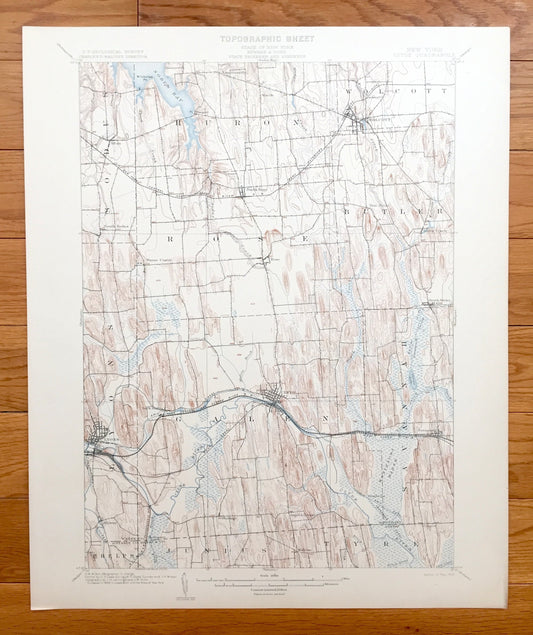 Antique Clyde, New York 1902 US Geological Survey Topographic Map – Wolcott, Rose, Lyons, Savannah, Huron, Wayne, Ontario, Seneca County, NY