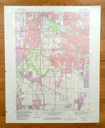Antique Calumet City, Illinois 1968 US Geological Survey Topographic Map – Cook County, Thornton, Bloom, Chicago Heights, Glenwood, Dolton
