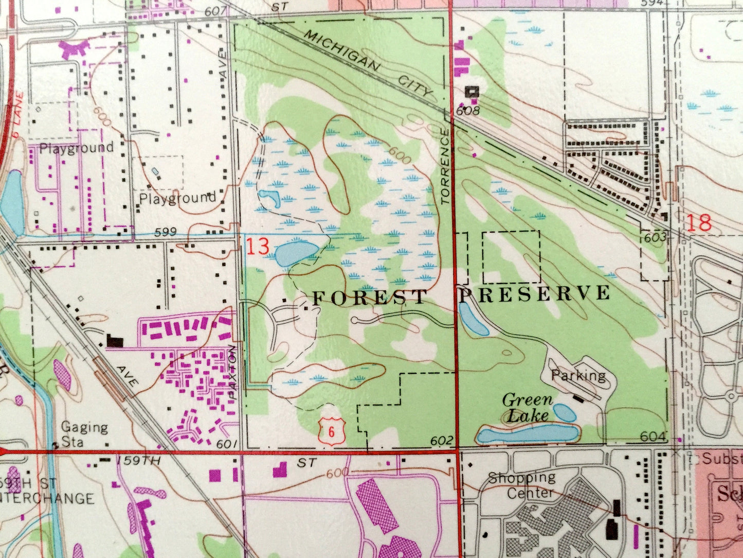 Antique Calumet City, Illinois 1968 US Geological Survey Topographic Map – Cook County, Thornton, Bloom, Chicago Heights, Glenwood, Dolton