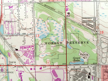 Antique Calumet City, Illinois 1968 US Geological Survey Topographic Map – Cook County, Thornton, Bloom, Chicago Heights, Glenwood, Dolton
