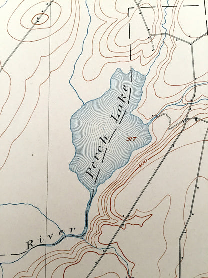 Antique Theresa, New York 1903 US Geological Survey Topographic Map – Lafargeville, Black River, Perch Lake, Evans Mills Jefferson County NY