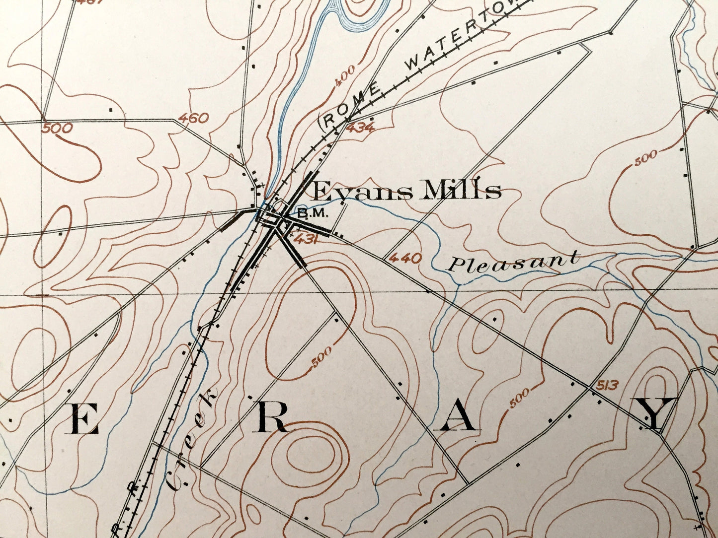 Antique Theresa, New York 1903 US Geological Survey Topographic Map – Lafargeville, Black River, Perch Lake, Evans Mills Jefferson County NY
