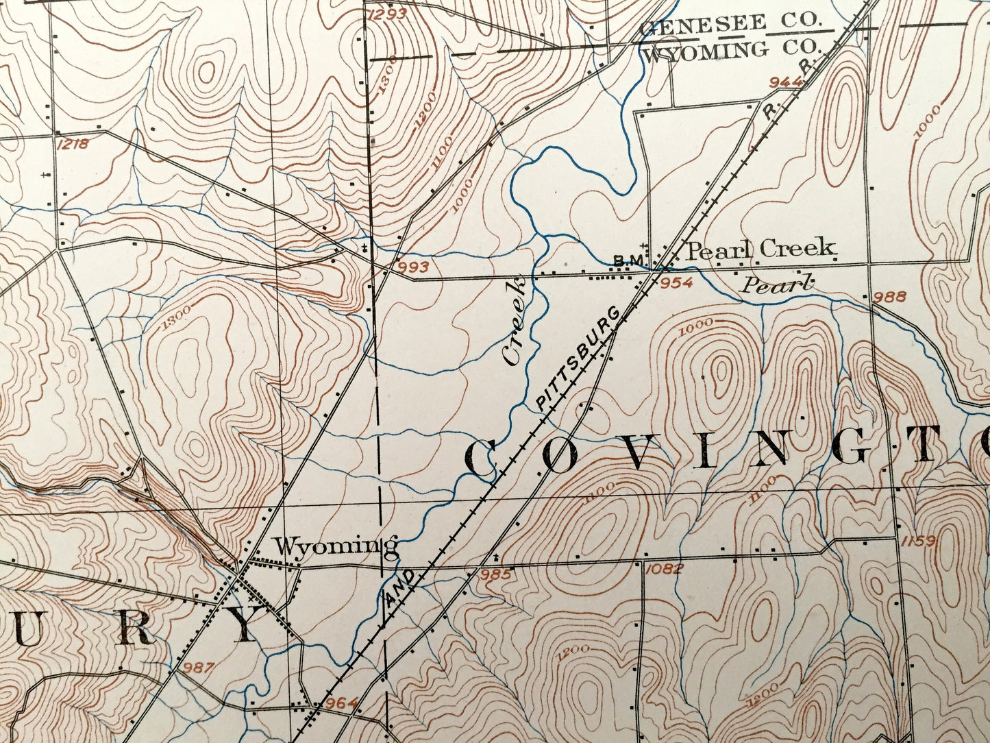Antique Batavia, New York 1904 US Geological Survey Topographic Map – Alexander, Stafford, Pavilion, Dale, Warsaw, Genesee, Wyoming County