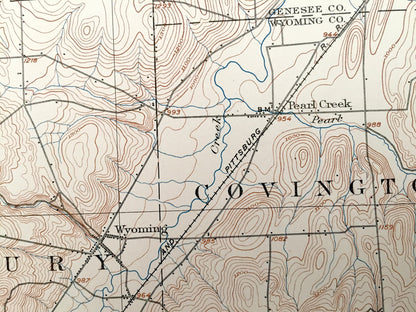 Antique Batavia, New York 1904 US Geological Survey Topographic Map – Alexander, Stafford, Pavilion, Dale, Warsaw, Genesee, Wyoming County